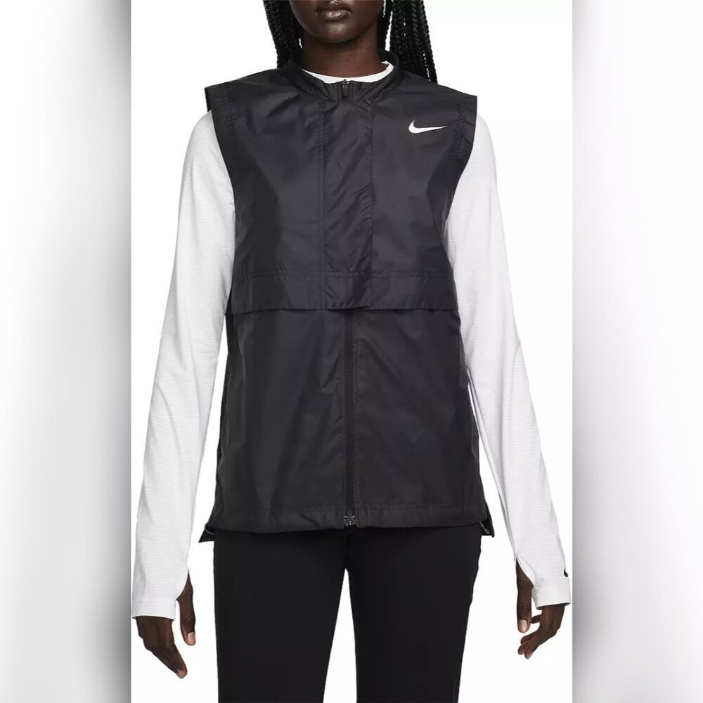 NWT Womens Size XS Black Nike Sleeveless Full Zip Close Tour Repel Golf Vest Top